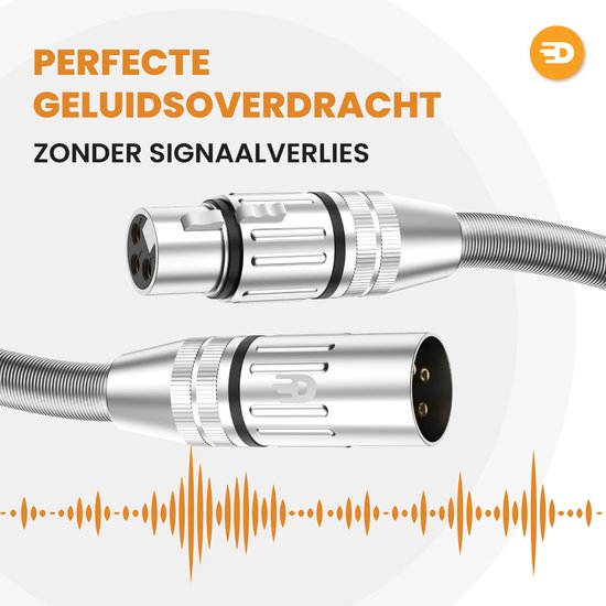 Drivv. Premium XLR Kabel - Microfoon kabel - Mannelijk naar Vrouwelijk 3 pin - 3 Meter - Zilver
