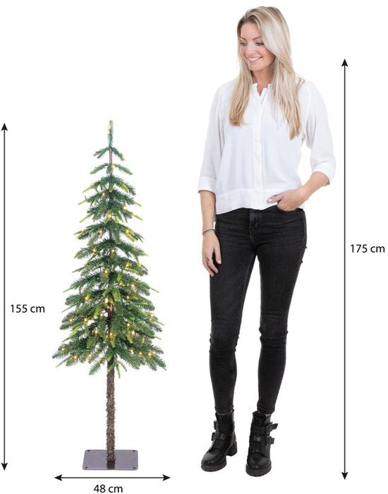 Black Box Trees Lodge Kunstkerstboom met Verlichting en Timer- en Dimfunctie - H155 x Ø48 cm - Groen