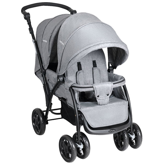 Coast Opvouwbare Tweeling Kinderwagen - Twin Buggy - voor 2 kinderen - Grijs