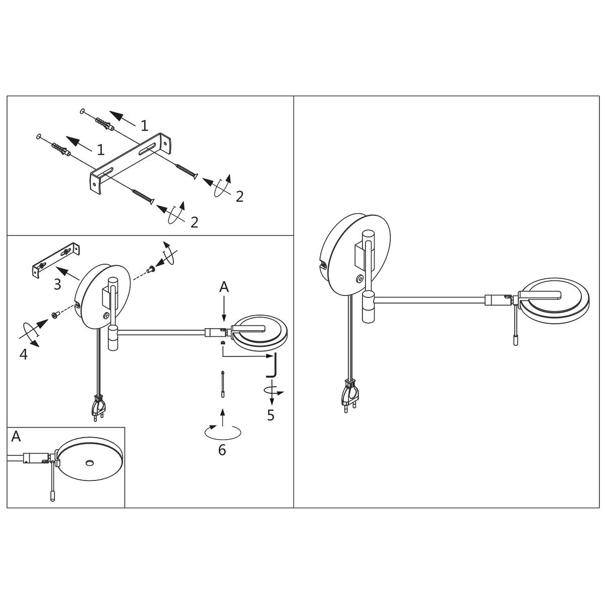 Steinhauer Turound LED - Wandlamp Modern - Staal - H:17cm - Ø:14cm - Universeel - Voor Binnen - Metaal - Wandlampen - Slaapkamer - Woonkamer