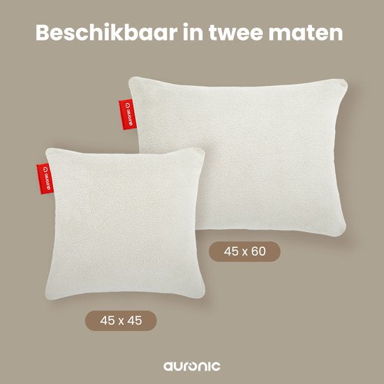 Auronic Warmtekussen - Sherpa Fleece - 45x45 - Draadloos - Oplaadbaar - Elektrisch kussen - Infrarood - Wit