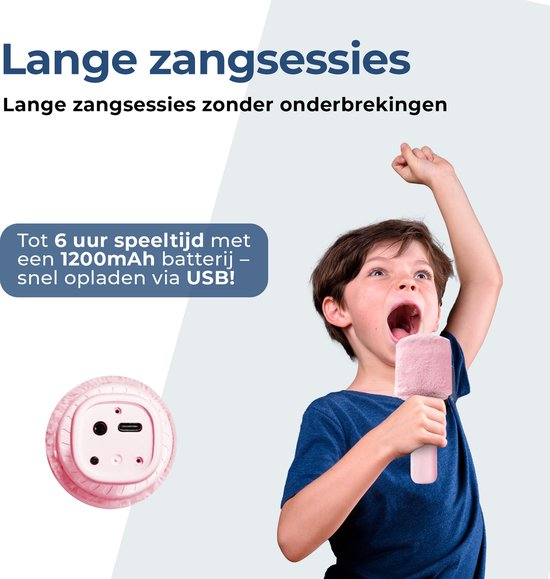 Denver Karaoke Microfoon Bluetooth – Draadloos – Speaker met Fluffy Afwerking – Karaoke Set – AUX - MicroSD – KMS30RO