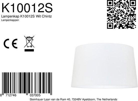 Steinhauer - Lampenkap - Rond 45 cm - Chintz - Wit - Voor hanglamp