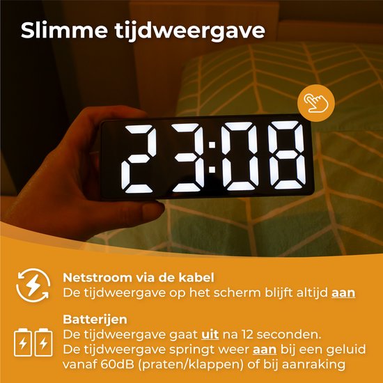 Nuvance - Digitale Wekker - Digitale Klok - Wekkers voor Kinderen & Volwassenen - Reiswekker - Slaapkamer - Led Wekkers Digitaal - Alarmklok - Zwart