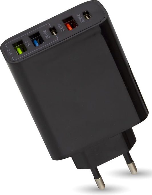Nuvance - USB Adapter - 5 Poorten - USB Stekker - USB Oplader - Geschikt voor iedere USB Kabel - Zwart