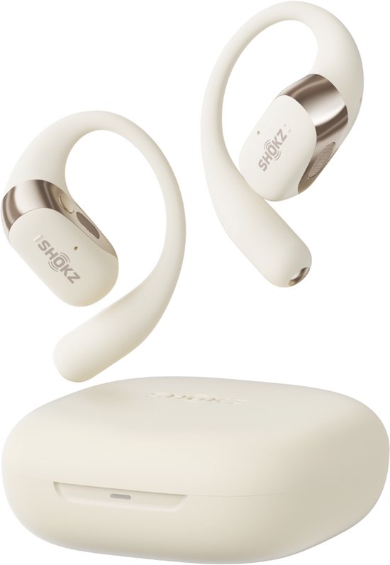 Shokz OpenFit 2 Open-ear Sporthoofdtelefoon – Draadloze Oordopjes – Beige