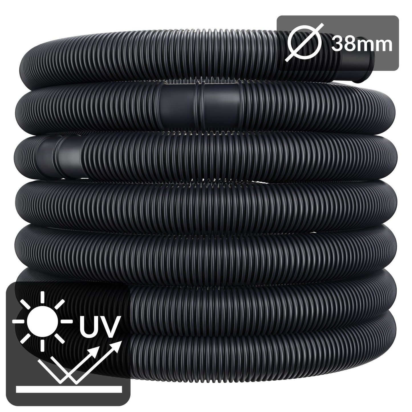 Monzana Zwembad Filter Slang - 10m Ø 38mm - Flexibel - Zwart