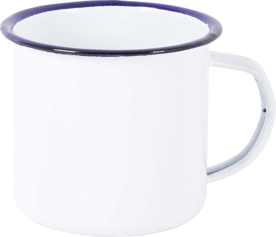 Bo-Camp - Servies - Emaille - 6 Stuks - Wit/Blauw