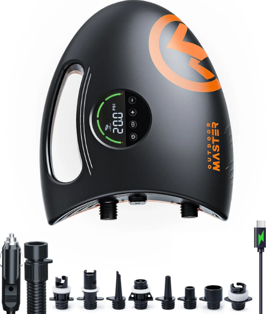 OutdoorMaster Shark 2S hogedruksupluchtpomp - Zwart & Oranje - 20 PSI