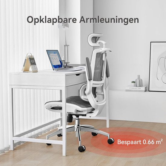 SIHOO M59AS Ergonomische Bureaustoel - 3D Verstelbare & 90° Opklapbare Armleuningen - Dubbele Rugleuning met Adaptieve Lendensteun - Zadelvormig Zitkussen - Hoogwaardig Mesh - BIFMA/SGS Gecertificeerd - Tot 150kg - 43.5x50.5x101.6cm——grijs