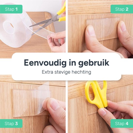 Dubbelzijdig tape extra sterk - 6 meter - 3cm breed - Waterdicht en Herbruikbaar - Montage - Nano - Plakband - Klussen - Transparante