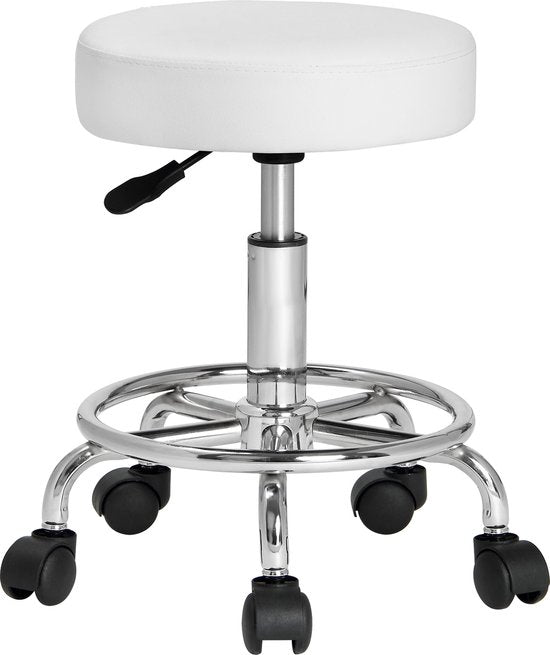 Rolkruk - Hoogte Verstelbaar 360°C Draaibaar - 51-65cm Zithoogte Wit