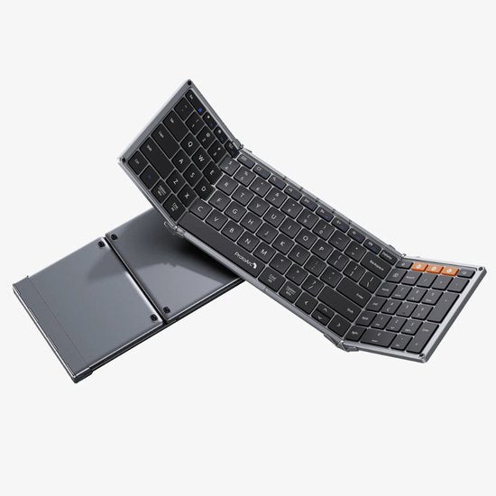 Opvouwbaar Bluetooth Toetsenbord – Full-Size Draadloos Toetsenbord – Reis Toetsenbord Draagbaar – Voor Laptop, Tablet, iPad, Smartphone, Windows, Android & iOS – Space Grey