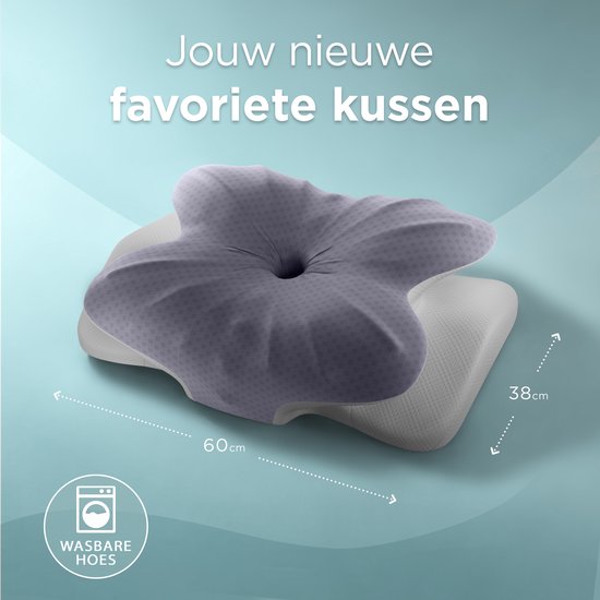 CozySense® Hoofdkussen Traagschuim - Ergonomisch Memory Foam Kussen - Vlinderkussen - Pillow - Afneembare en Wasbare Hoes - Zijslaper, Rug-, & Buikslaper