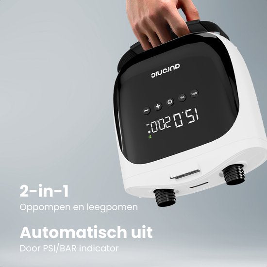 Auronic Elektrische SUP Pomp 12V - 20 PSI - Luchtpomp voor SUP Board, Kajak, Luchtbed en Tent - Automatische Drukregeling - Opblazen & Leegzuigen - Wit