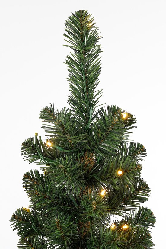 Black Box Trees Charlton Smalle Kerstboom met Timer en Dimfunctie - Kerstversiering voor Binnen tijdens de Feestdagen - Kunstboom met Scharnierconstructie - H215 x Ø56 cm - Groen