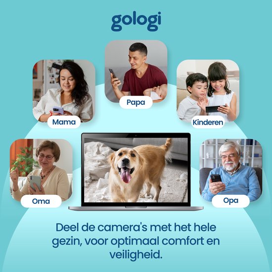 Gologi Huisdiercamera met App - Hondencamera - Pet camera - Beveiligingscamera - Security camera - Voor alle huisdieren - Met wifi - Zwart