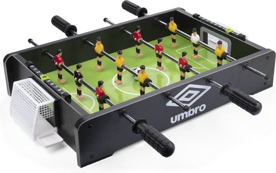 Umbro Tafelvoetbal - Tafelmodel - met 12 Spelers - Incl. 2 Mini Voetballen - Tafelvoetbalspel - Zwart
