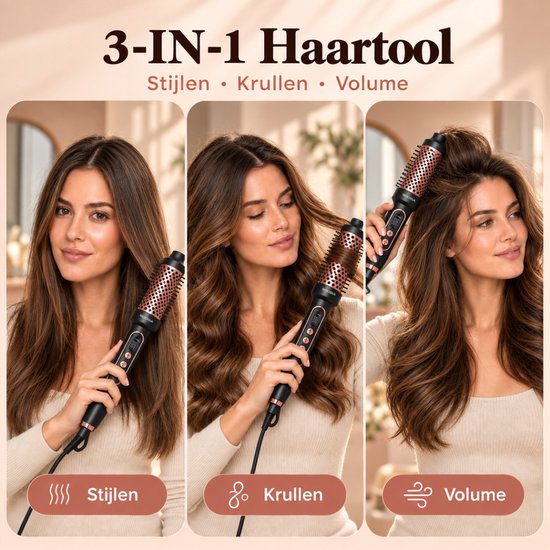 Soosia Krulborstel & Stijlborstel - Warmteborstel met Keramische Platen - Thermal Brush - Infrarood & Ionen - Instelbaar 110-210°C