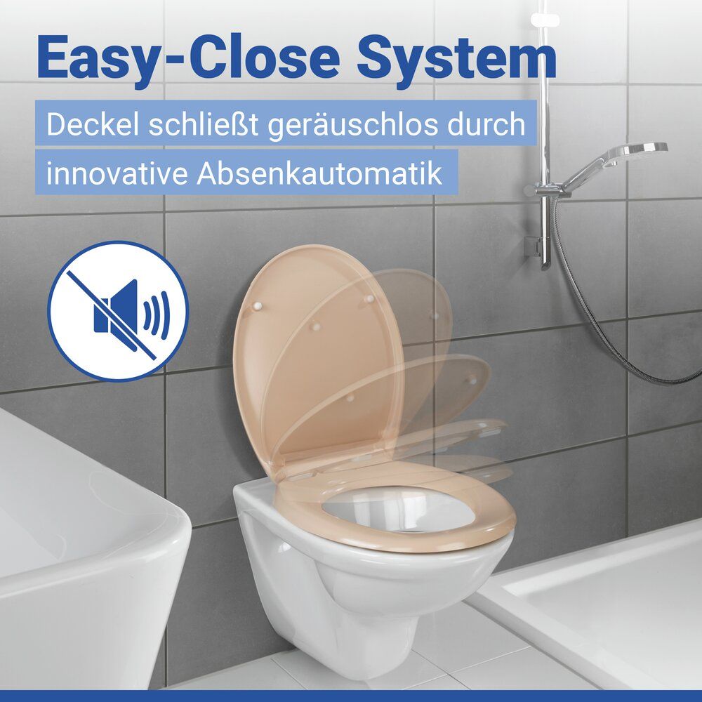 WENKO Ottana Toiletbril Beige - Duroplast - Easy-Close - Fix-Clip