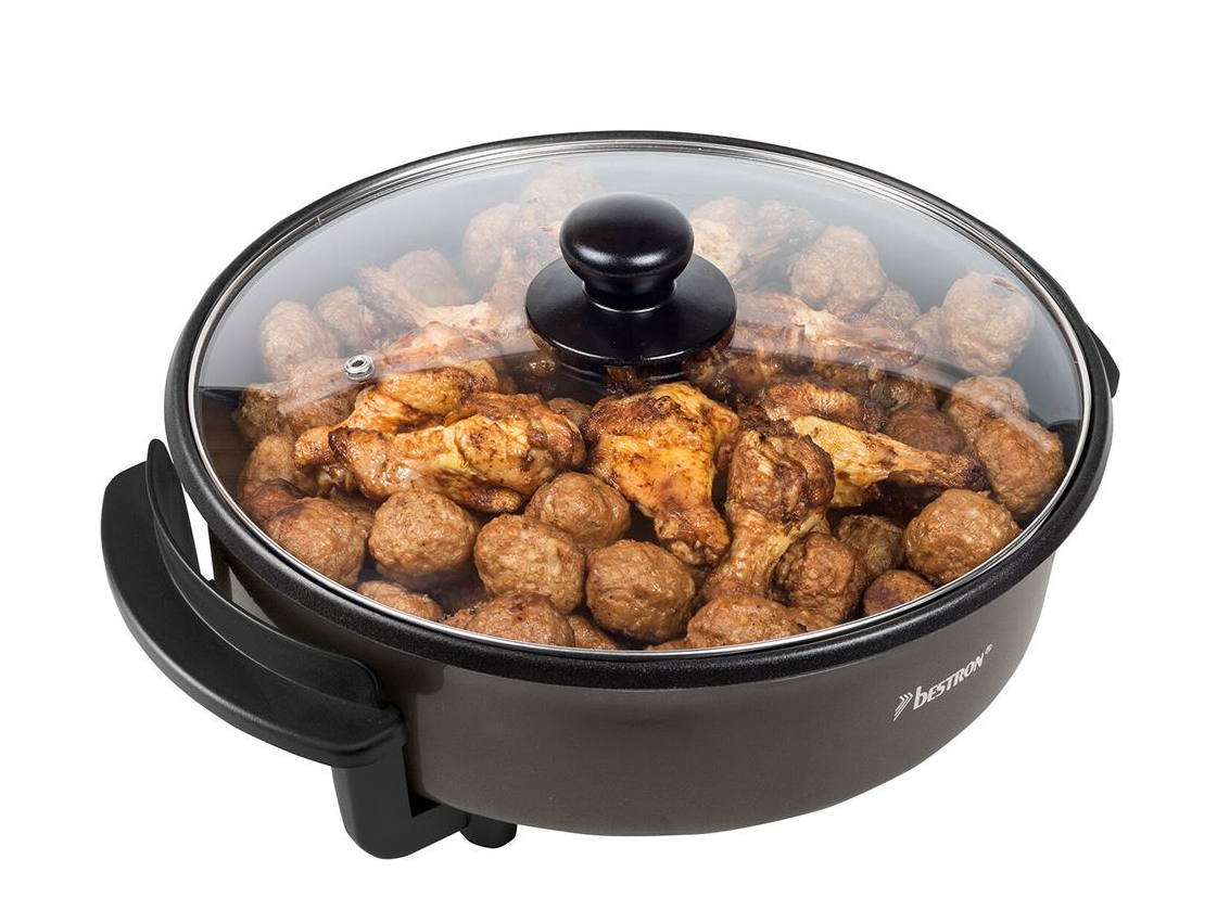 Bestron Multifunctionele Hapjespan AHP1200TG - Ø 30 cm - Antiaanbaklaag - Verstelbare Thermostaat
