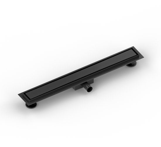 Douchegoot - 70cm - Mat Zwart - Tegelrooster - RVS - Met Flens