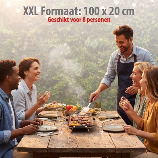 alpina Teppanyaki Grillplaat XXL - 100 x 22 cm - 2000W - Antiaanbaklaag