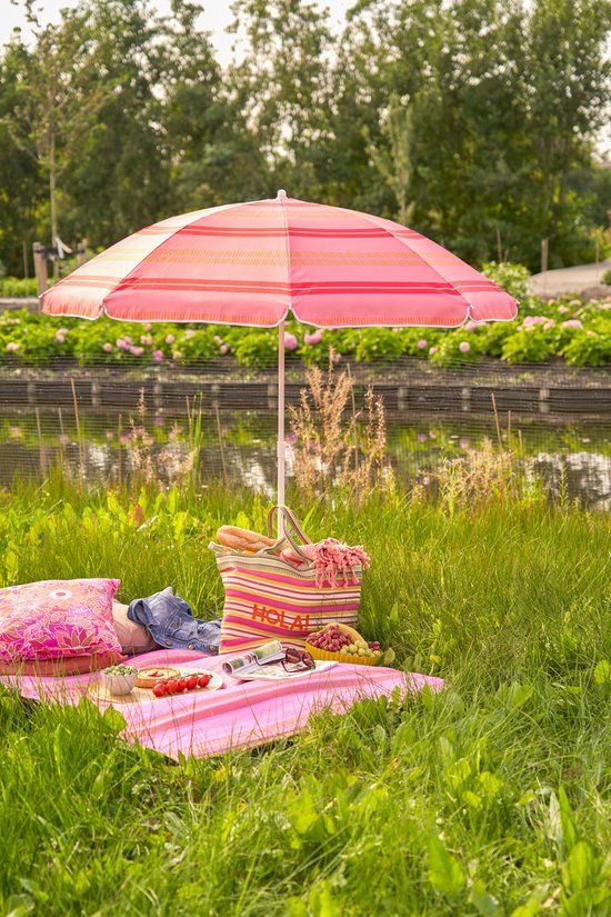 Mica Decorations Stripe Strandparasol - H180 x Ø160 cm - Lichtroze