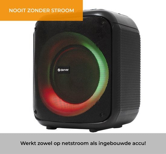 Denver Bluetooth Speaker Party Box - Discolichten - Incl. Afstandsbediening - Microfoon Aansluiting - BPS250