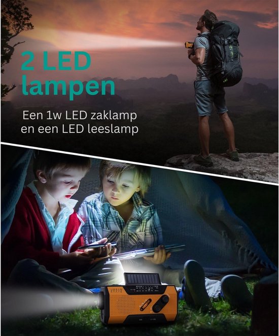 Urban State Noodradio opwindbaar en batterij - Solar radio - Zaklamp / powerbank - Noodradio solar opwindbaar