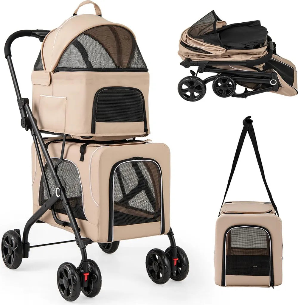 Coast 3-in-1 Hondenbuggy - Beige - Opvouwbaar - 53 x 84 x 105 cm