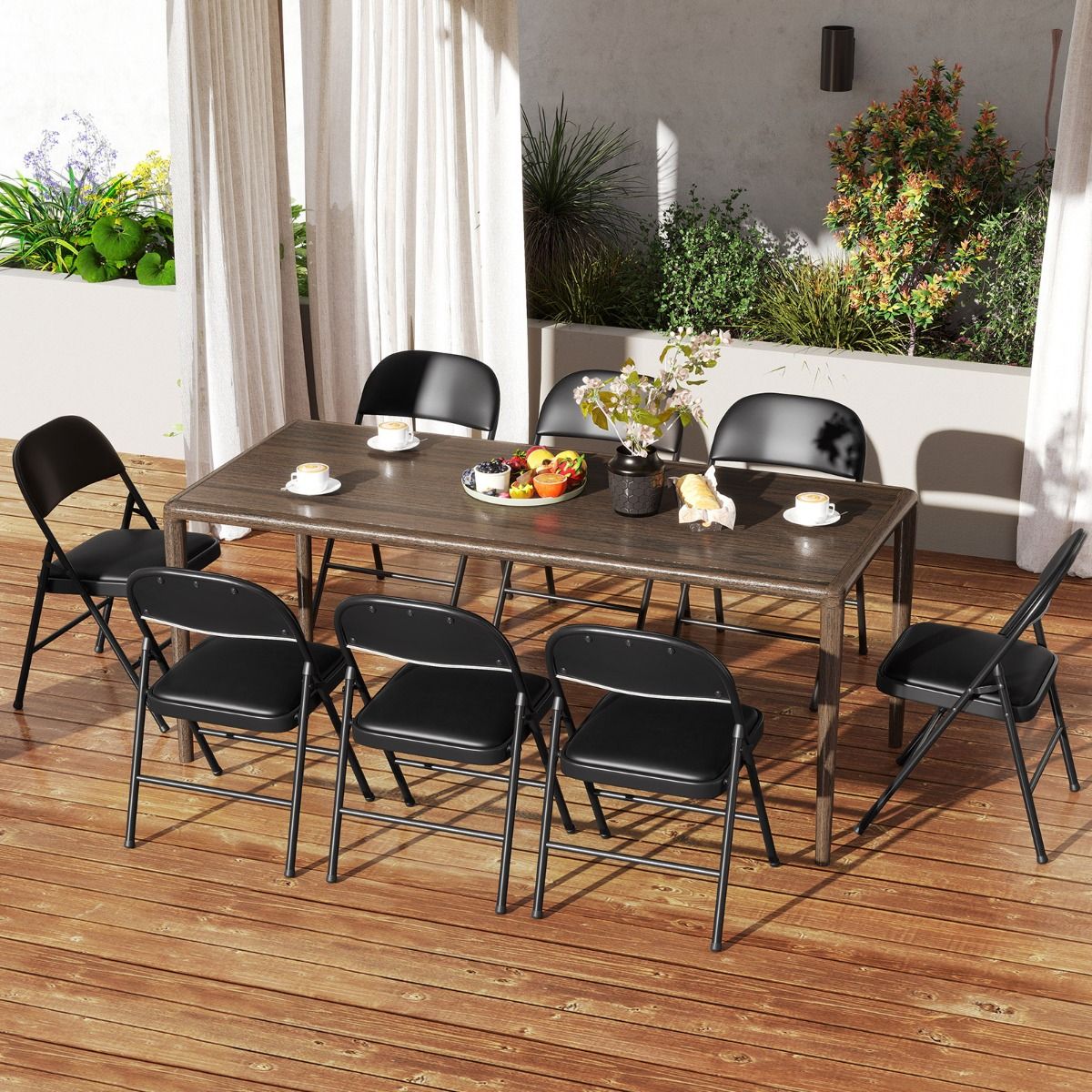 Coast Klapstoelen Set van 2 - metalen frame - kunstlederen bekleding - zwart