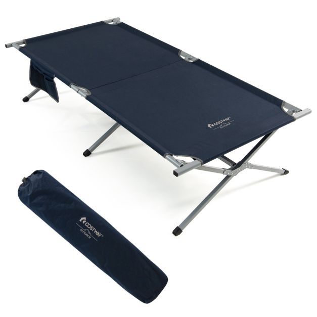 Coast Veldbed - Opvouwbaar - inclusief Draagtas - tot 150 kg Belastbaar - 214,5 x 42 x 49,5 cm - Blauw