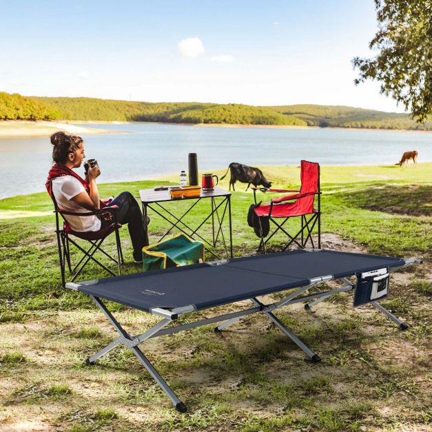 Coast Veldbed - Opvouwbaar - inclusief Draagtas - tot 150 kg Belastbaar - 214,5 x 42 x 49,5 cm - Blauw