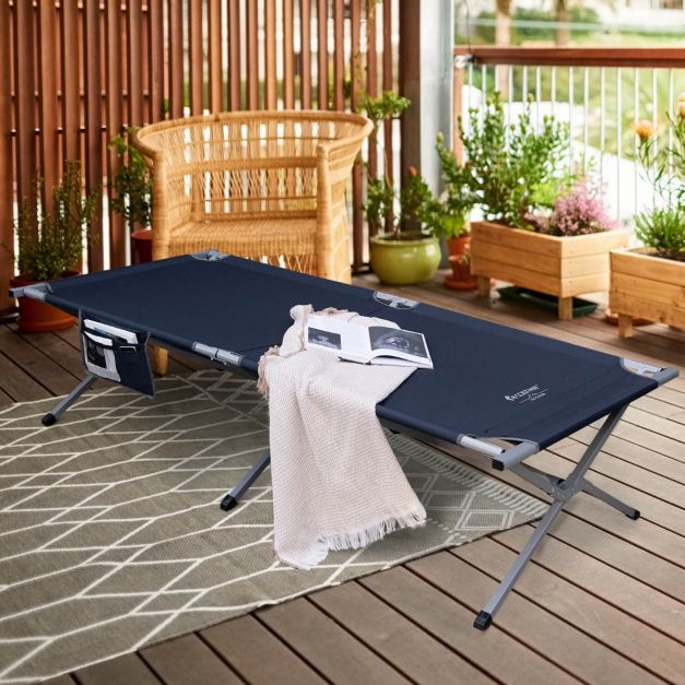 Coast Veldbed - Opvouwbaar - inclusief Draagtas - tot 150 kg Belastbaar - 214,5 x 42 x 49,5 cm - Blauw
