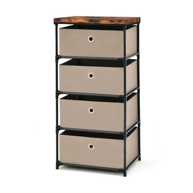 Coast Bijzettafel – 4 Stoffen Laden – 42 x 33,5 x 84,5 cm – Bruin
