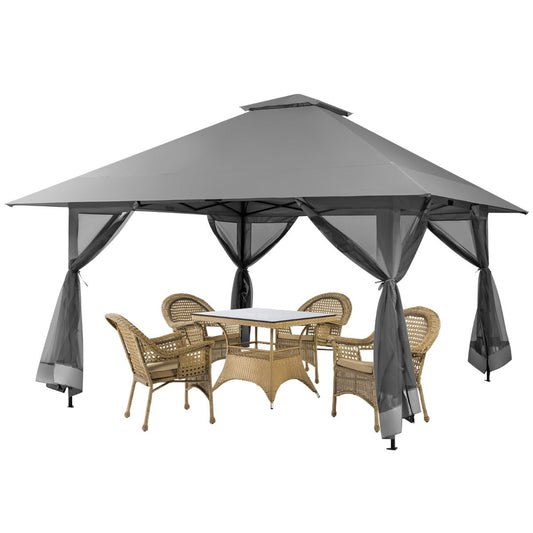 Coast Tuinpaviljoen met Gaaswanden met Ritssluiting - Opvouwbaar en Verstelbaar - 4x4m - Grijs