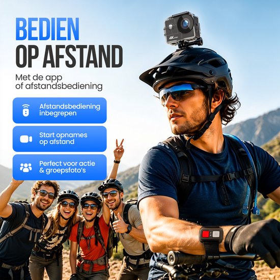 Strex Action Camera 4K 30MP - Tot 30 meter Waterdicht, EIS Stabilisatie & WiFi App - Waterdichte 60FPS Onderwatercamera - Bodycam - Actie camera
