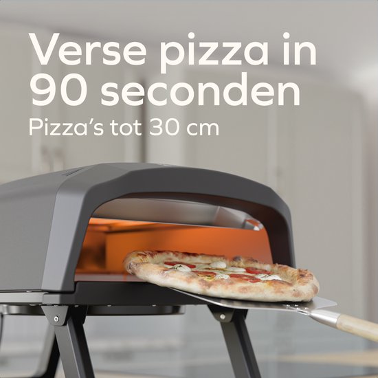 KitchenBrothers Pizza Oven - Elektrisch - Tafelmodel - PFAS-vrij - Inklapbaar - Pizzasteen - Pizza maker - Pizzaoven voor Buiten en Binnen - Zwart/Grijs