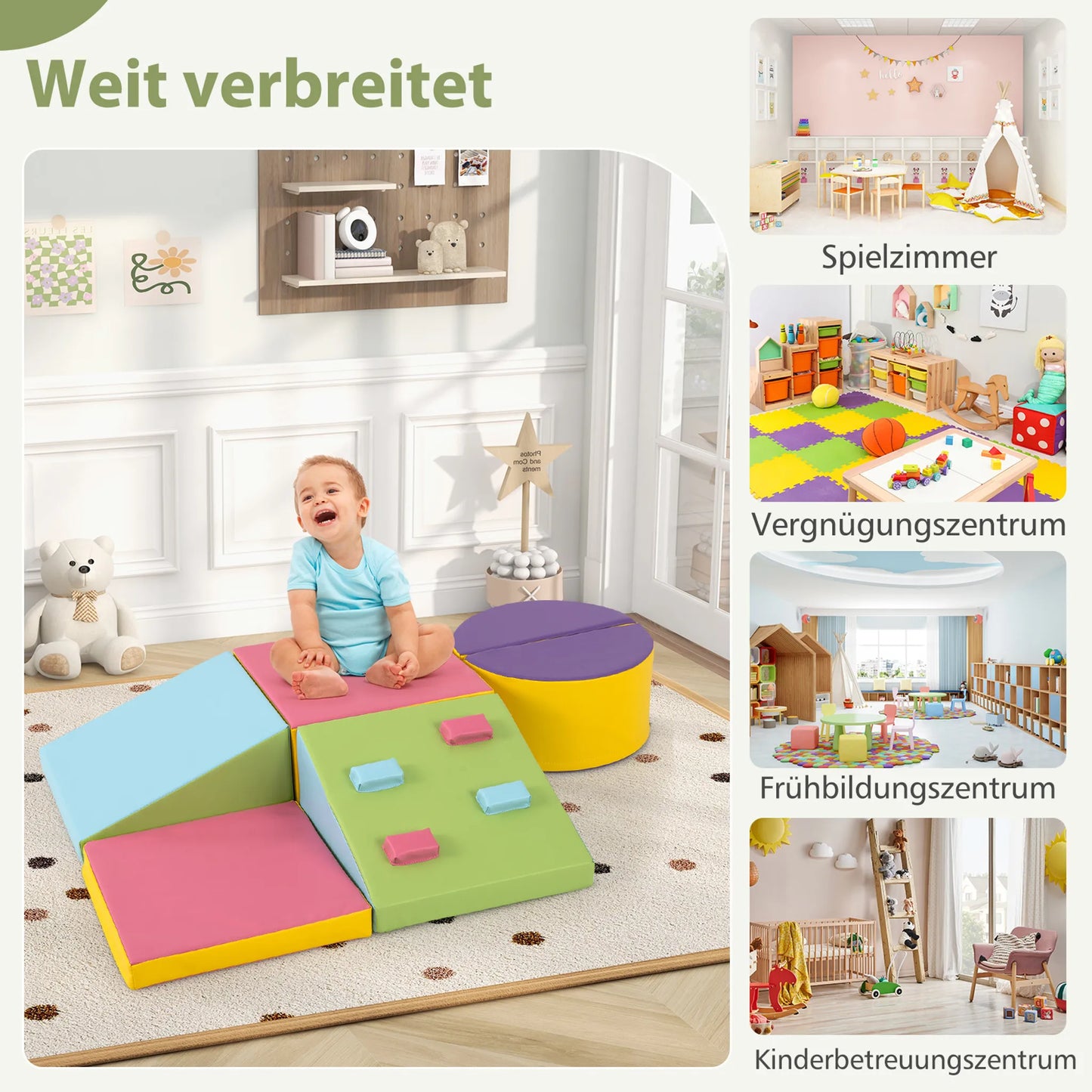 Coast Schuimrubberen Klimblokken Activity Play Set – Voorzien Van Klittenbandsluitingen En Zorgvuldige Stiksels En Gemakkelijk Vast Te Pakken Klimstenen – Voor Speelkamers En Kinderdagverblijven – Kleurrijk Leer En Epe Schuim