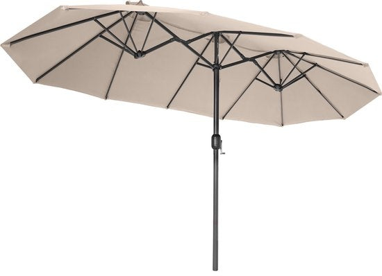 tectake® - Dubbele parasol Silia - Terrasparasol - XXL-parasol - Incl. beschermhoes - beige - 404253