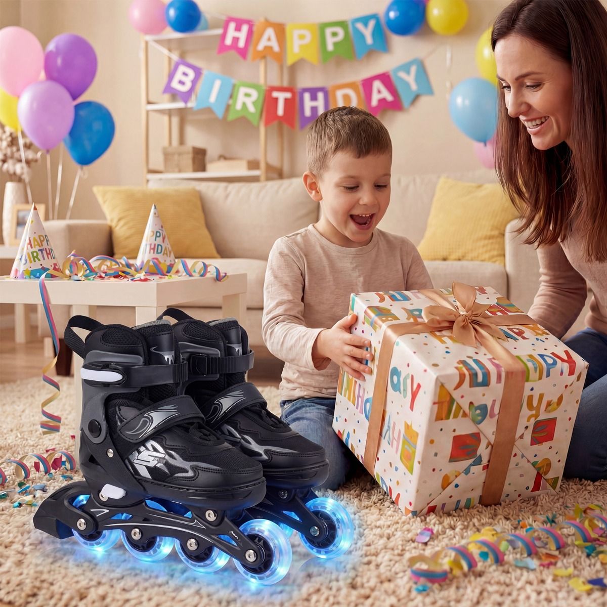 Coast Kinder Inlineskates - 4-voudig verstelbaar - LED wielen - grijs