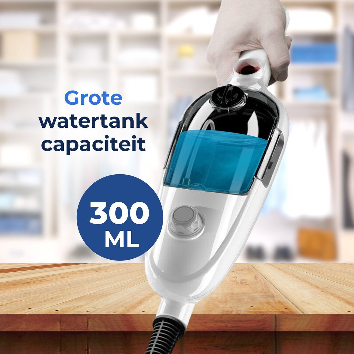 URGOODS - Hoge Druk 2-in-1 Stoomreiniger & Handstomer - Wit Kunststof - Inclusief 8 Opzetstukken - 2 Microvezeldoeken - Multifunctioneel & Hygiënisch