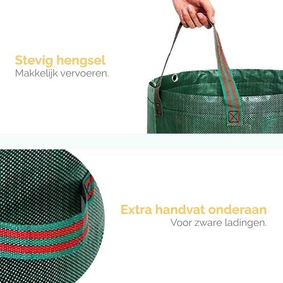 Goliving Tuinafvalzak - Set van 2- Tuinafvalzakken opvouwbaar - Tuinzak - Tuinafvalemmer - 2x 280 liter - Groen