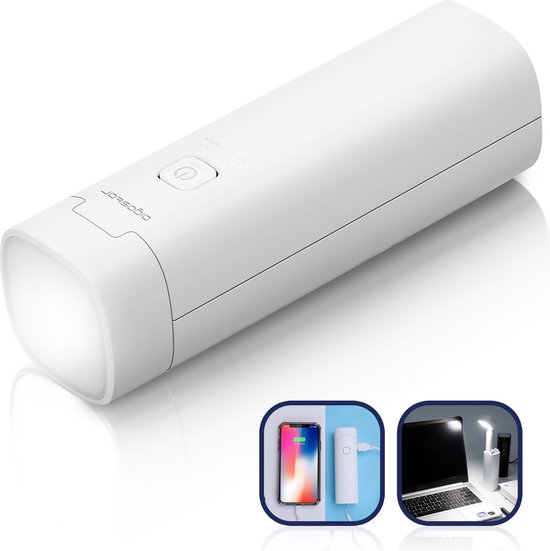 Aigostar Ivory - Bureaulamp Led - Dimbaar - USB Oplader - 3 Helderheidsniveaus - Opvouwbaar - met telefoonhouder - Wit