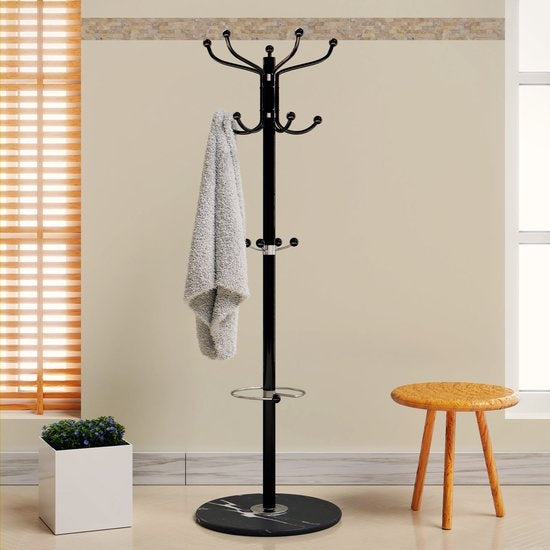 CASARIA Kapstok - 360° Draaibaar 14 Haken 37x37x175cm - Zwart