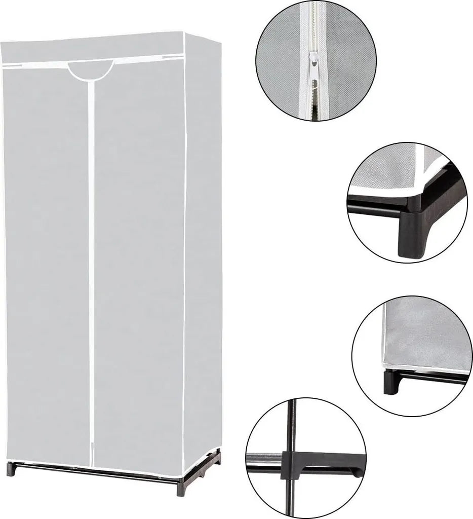 Coast kleurkeuze garderobe stofkast met kleding staafgrijs 75 x 50 x 170 cm