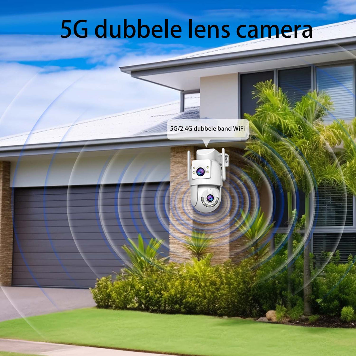 JOOAN beveiligingscamera voor buiten HD 2K - dubbele lens - dual-band wifi 5 GHz 2,4 GHz
