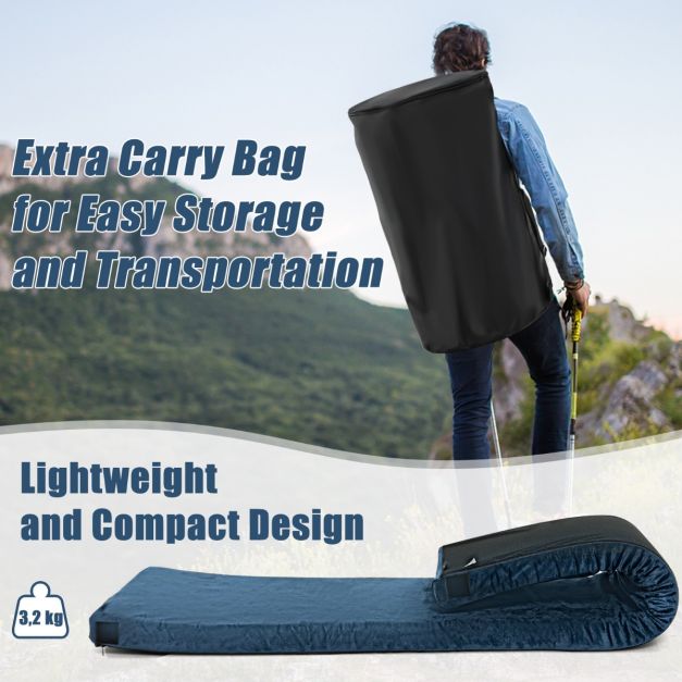 Coast Traagschuim Campingmatras 183 × 62,5 × 6,5 cm – Donkerblauw – Waterdichte Flanellen Buitenslaapmat html Kopiëren Bewerken