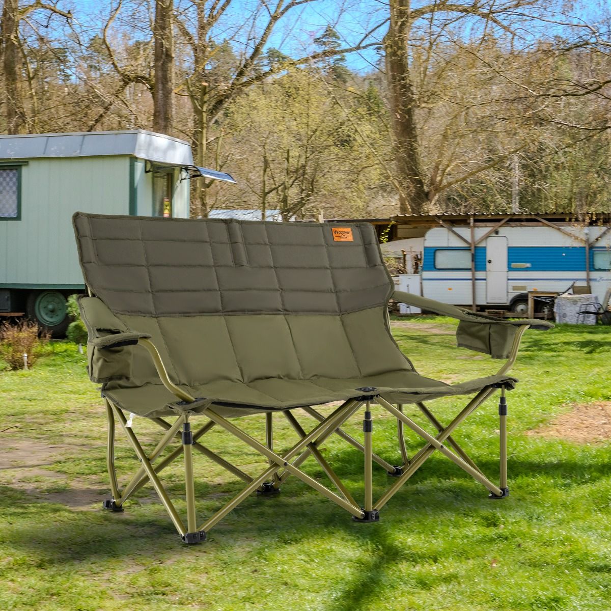 Coast Oversized Opvouwbare Campingstoel - Buitengebruik - 300 kg - 149 x 70 x 80 cm - Blauw